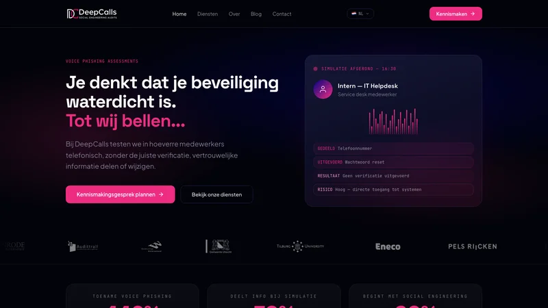 Screenshot van DeepCalls.io